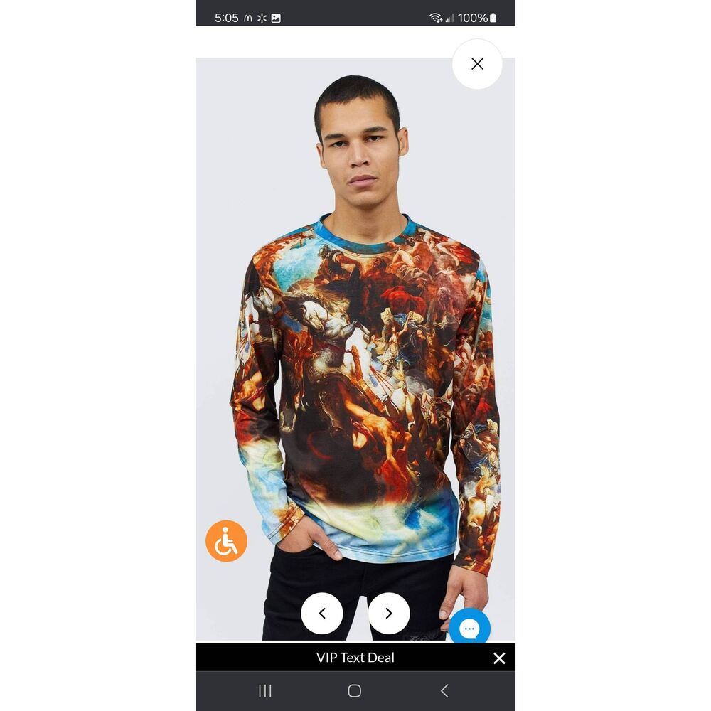 New XL Reason Renaissance Crew Neck Long Sleeve Pullover Streetwear Tee TShirt